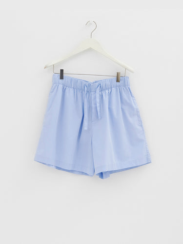 Tekla - Poplin Pyjamas Shorts in Shirt Blue