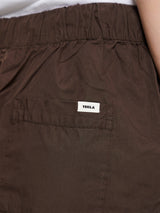 Tekla - Poplin Pyjamas Shorts in Coffee
