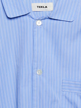 Tekla - Poplin Pyjamas Shirt in Pin Stripes