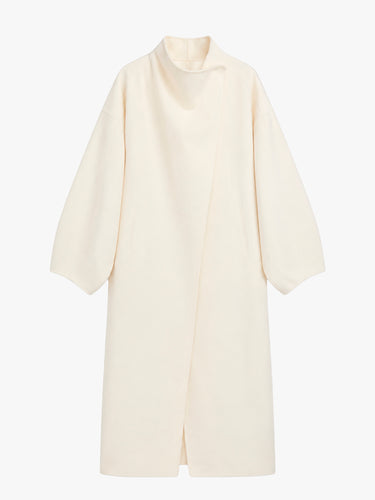The Frankie Shop - Leroy Funnel Neck Wool Coat in White