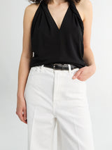 TOTEME - Slim Grained-Leather Belt in Black