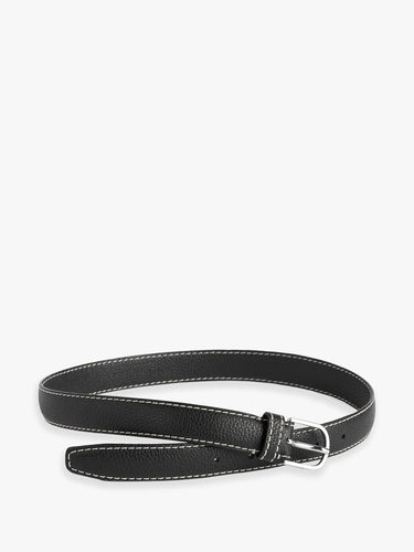 TOTEME - Slim Grained-Leather Belt in Black
