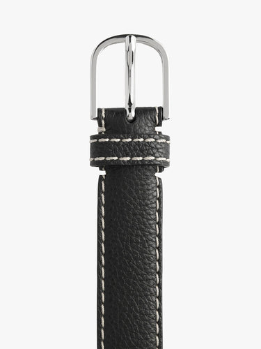 TOTEME - Slim Grained-Leather Belt in Black