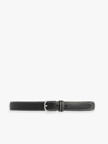 TOTEME - Slim Grained-Leather Belt in Black