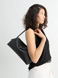 TOTEME - T-Lock Grained-Leather Shoulder Bag in Black