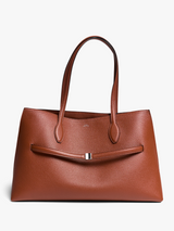 TOTEME - Grained Leather Lounge Tote Bag in Sienna