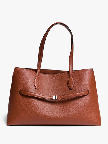 TOTEME - Grained Leather Lounge Tote Bag in Sienna