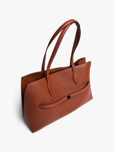 TOTEME - Grained Leather Lounge Tote Bag in Sienna
