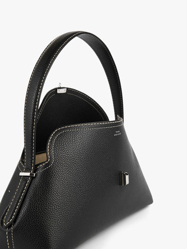TOTEME - T-Lock Grained-Leather Shoulder Bag in Black