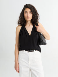 TOTEME - Twisted Jersey Halter Top in Black