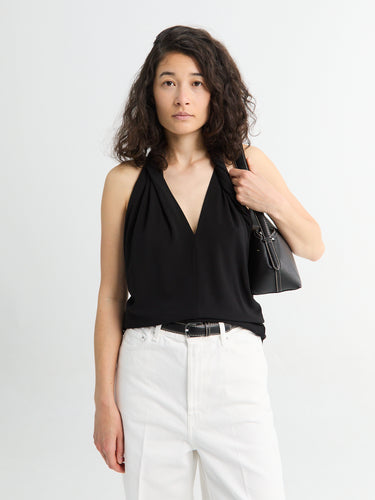 TOTEME - Twisted Jersey Halter Top in Black