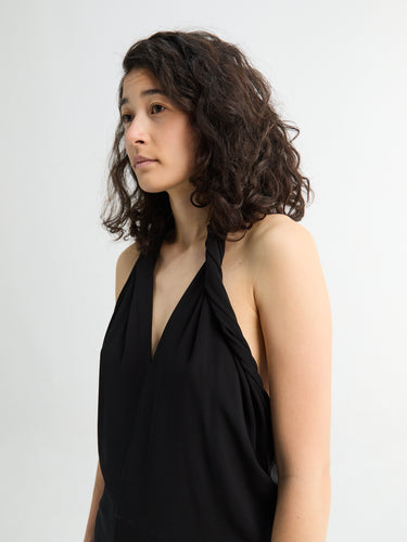 TOTEME - Twisted Jersey Halter Top in Black
