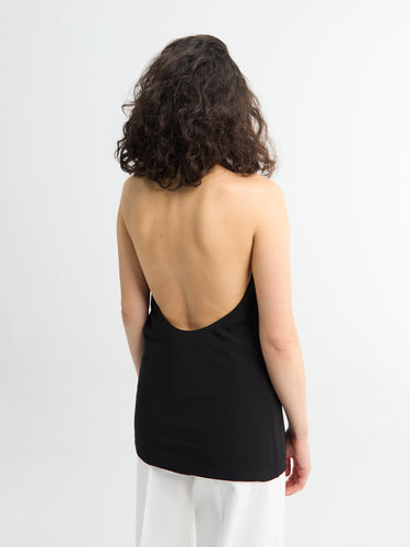 TOTEME - Twisted Jersey Halter Top in Black