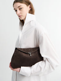 TOTEME - T-lock Suede Clutch Bag in Brown