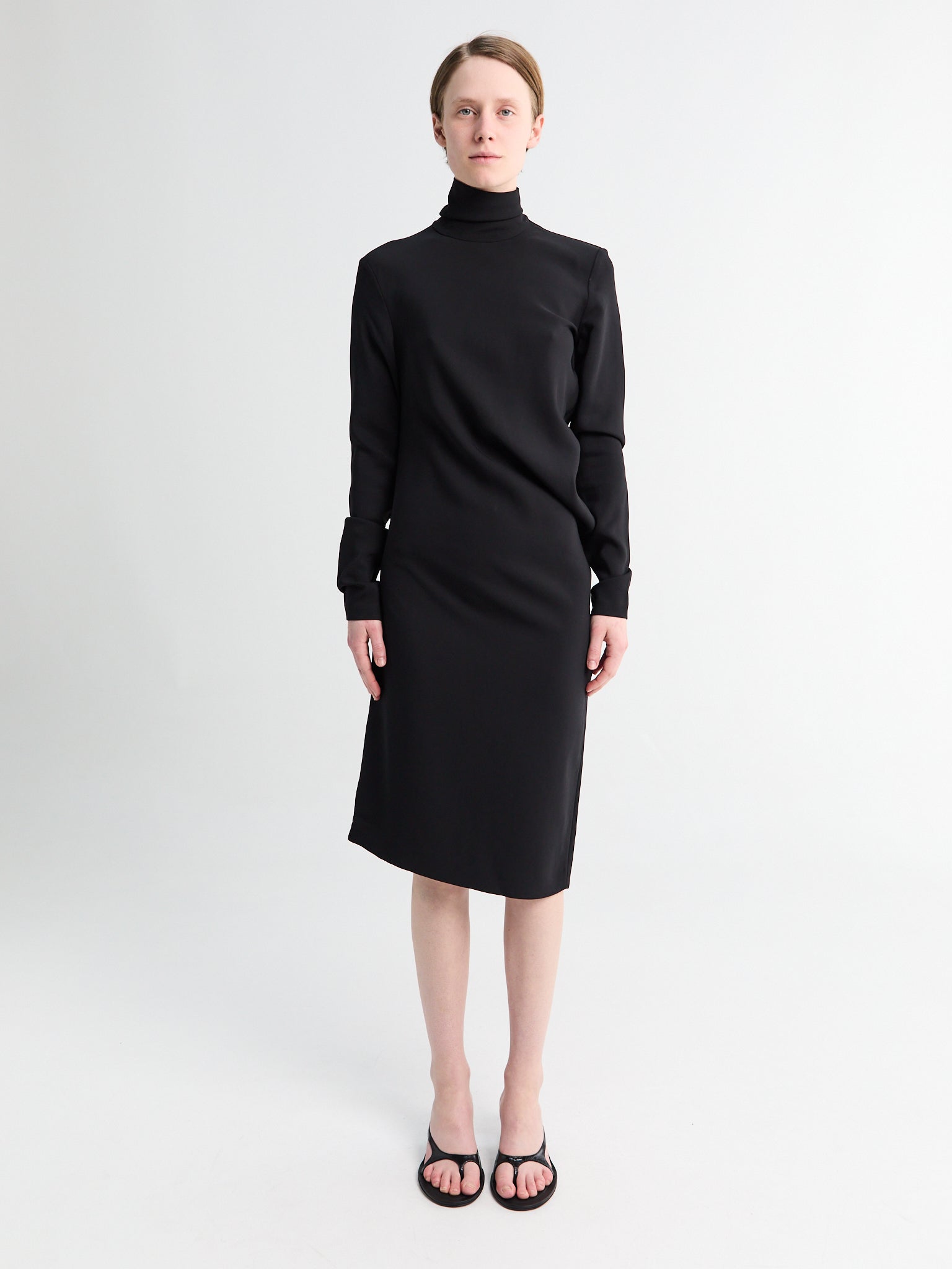 toteme dress Long-sleeve slouch waist black cotton jersey that feels lighter Gathered hammered silk-satin maxi dress