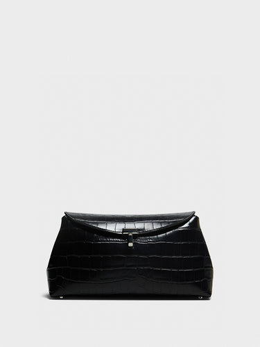 TOTEME - T-Lock Clutch in Black Croco