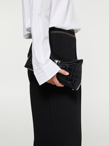TOTEME - T-Lock Clutch in Black Croco