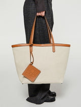 TOTEME - Canvas Travel Tote Bag in Ecru/Tan