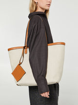 TOTEME - Canvas Travel Tote Bag in Ecru/Tan