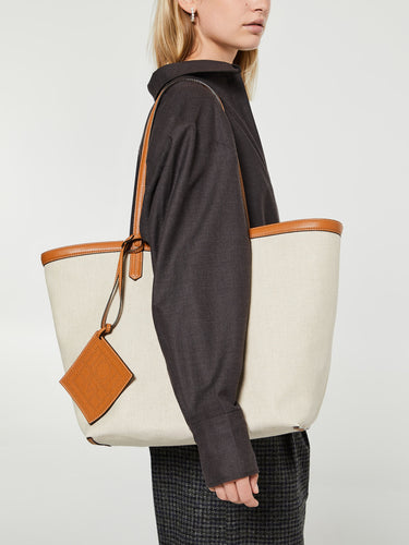 TOTEME - Canvas Travel Tote Bag in Ecru/Tan
