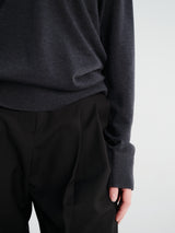 TOTEME - Fine V-Neck Knit in Charcoal Melange