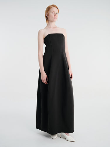 TOTEME - Strapless Balloon Dress in Washed Black