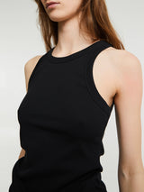 TOTEME - Curved Ribbed Tank Top in Black