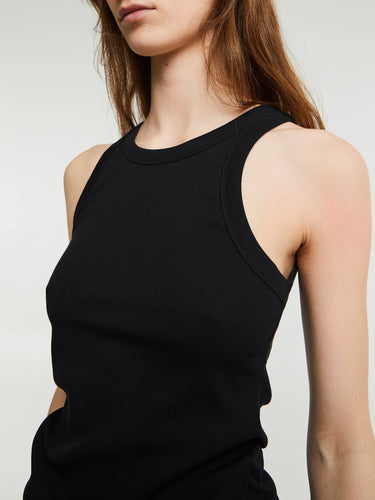 TOTEME - Curved Ribbed Tank Top in Black