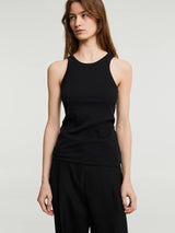 TOTEME - Curved Ribbed Tank Top in Black