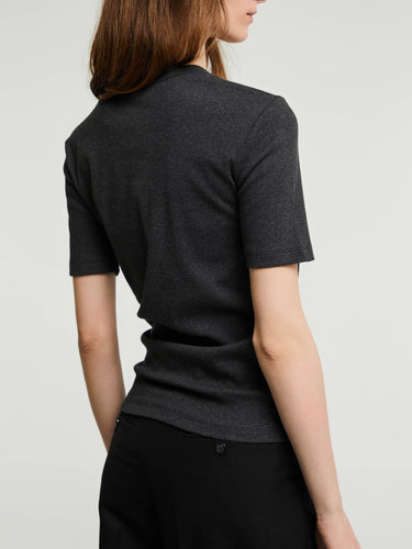 TOTEME - Classic Rib T-Shirt in Charcoal Melange