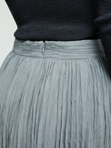 TOTEME - Crinkled Plissé Skirt in Pale Grey