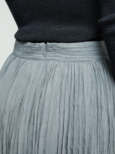 TOTEME - Crinkled Plissé Skirt in Pale Grey