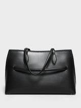 TOTEME - Embroidered Leather Lounge Tote Bag in Black