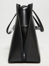 TOTEME - Embroidered Leather Lounge Tote Bag in Black