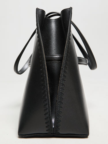 TOTEME - Embroidered Leather Lounge Tote Bag in Black