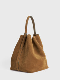 TOTEME - Belted Suede Tote Bag in Tan
