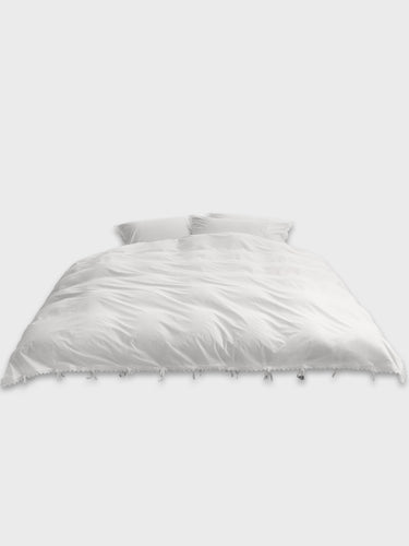 Tekla - Percale Broderie Anglaise Anaïs Single Duvet Cover in Broken White