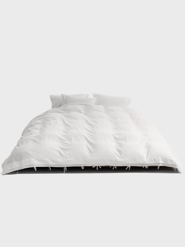 Tekla - Percale Broderie Anglaise Perle Single Duvet Cover in Broken White