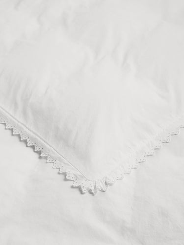 Tekla - Percale Broderie Anglaise Anaïs Single Duvet Cover in Broken White