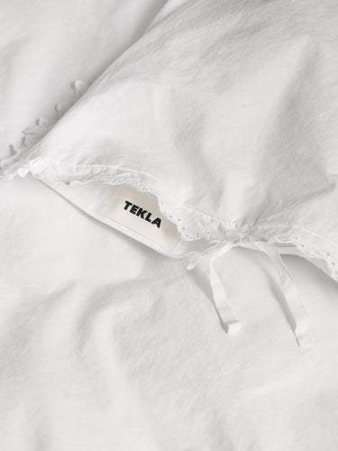 Tekla - Percale Broderie Anglaise Anaïs Single Duvet Cover in Broken White