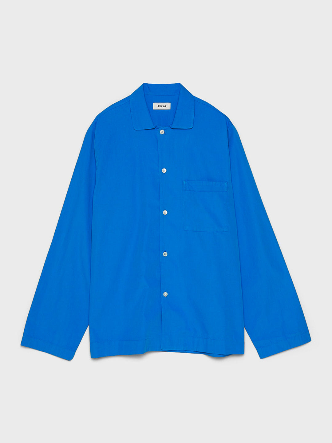Tekla - Poplin Pyjamas Shirt in Royal Blue