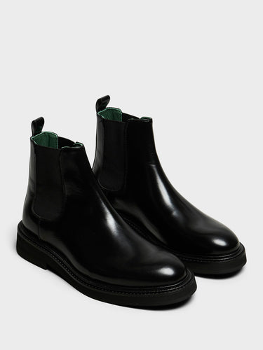 Vinny's - Officer Chelsea Boots in Black Nappa Leather
