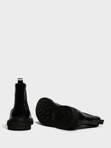 Vinny's - Officer Chelsea Boots in Black Nappa Leather