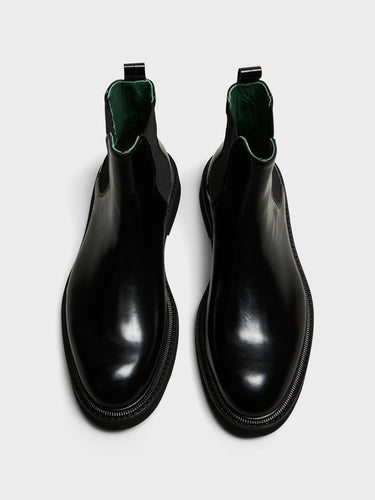 Vinny's - Officer Chelsea Boots in Black Nappa Leather