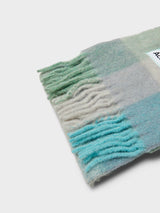 Acne Studios - Mohair Checked Scarf in Turquoise, Grey and Mint Green