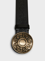 Acne Studios - Leather Logo Buckle Belt in Black and Camel