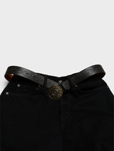 Acne Studios - Leather Logo Buckle Belt in Black and Camel