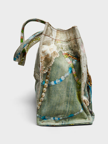 Acne Studios - Logo Shoulder Tote Bag in White and Green