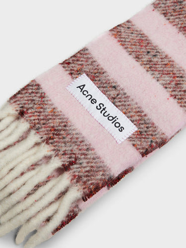 Acne Studios - Fringed Wool Skinny Scarf in Pink and Red