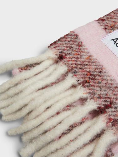 Acne Studios - Fringed Wool Skinny Scarf in Pink and Red